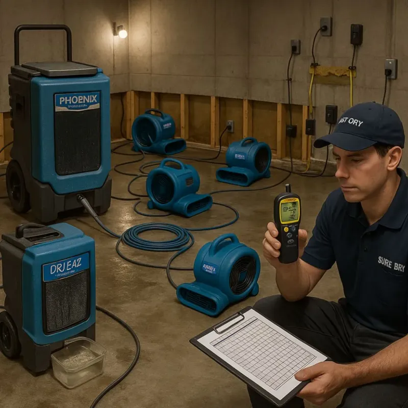 Structural Drying and Dehumidification process in Boothbay, ME